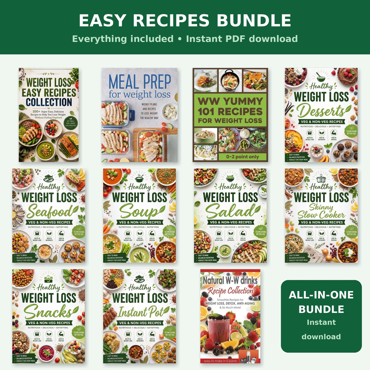 Easy Recipes Bundle - all recipe books included, instant PDF download